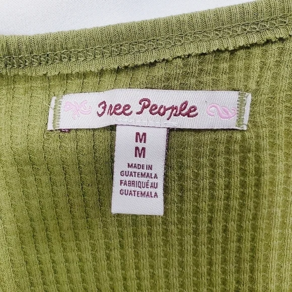 Free People Santa Clara Thermal Waffle knit long sleeve Dolman in Ferngully NWT - Picture 9 of 13